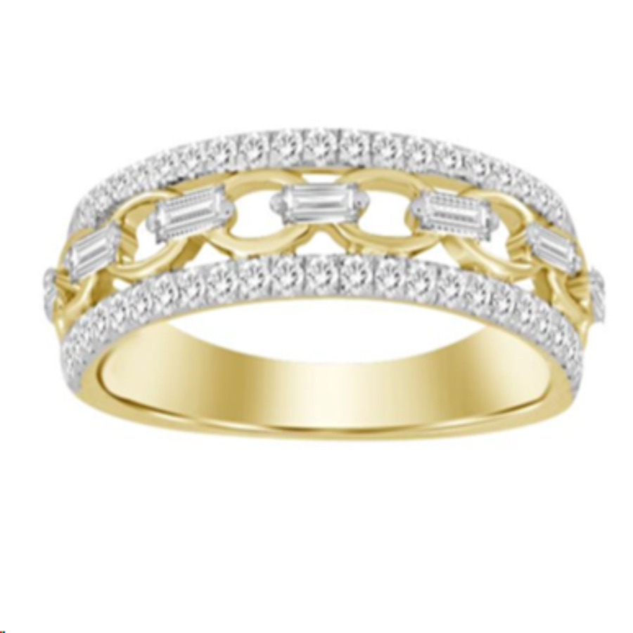 18983927_598203Y.jpg LADIES BAND 0.50CT ROUND/BAGUETTE DIAMOND 14K YELLOW GOLD - Image 1