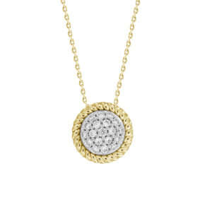 LADIES  PENDANT WITH CHAIN 0.25CT ROUND DIAMOND 14K YELLOW GOLD