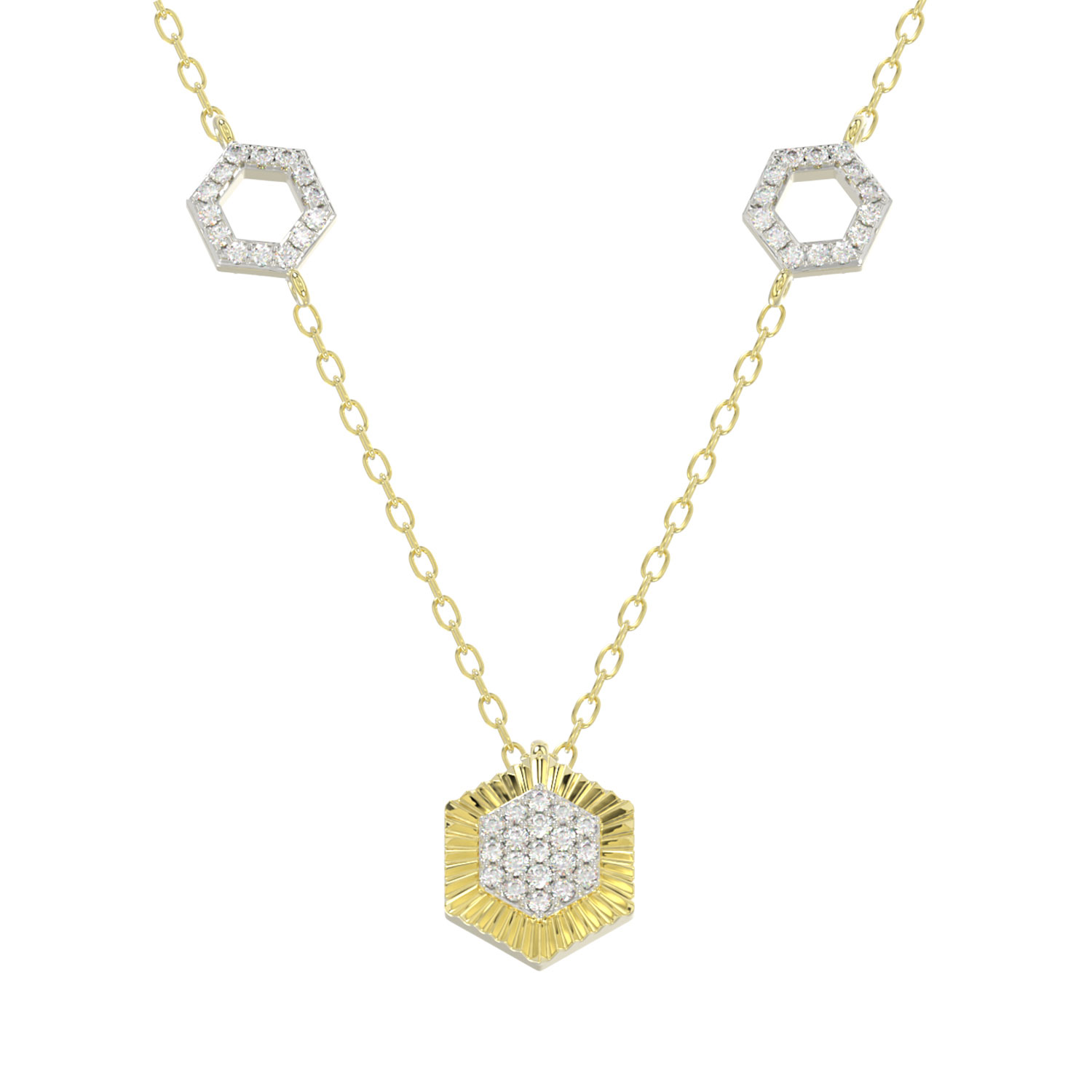 18984118_339706Y.jpg LADIES NECKLACE 0.25CT ROUND DIAMOND 10K YELLOW GOLD - Image 1