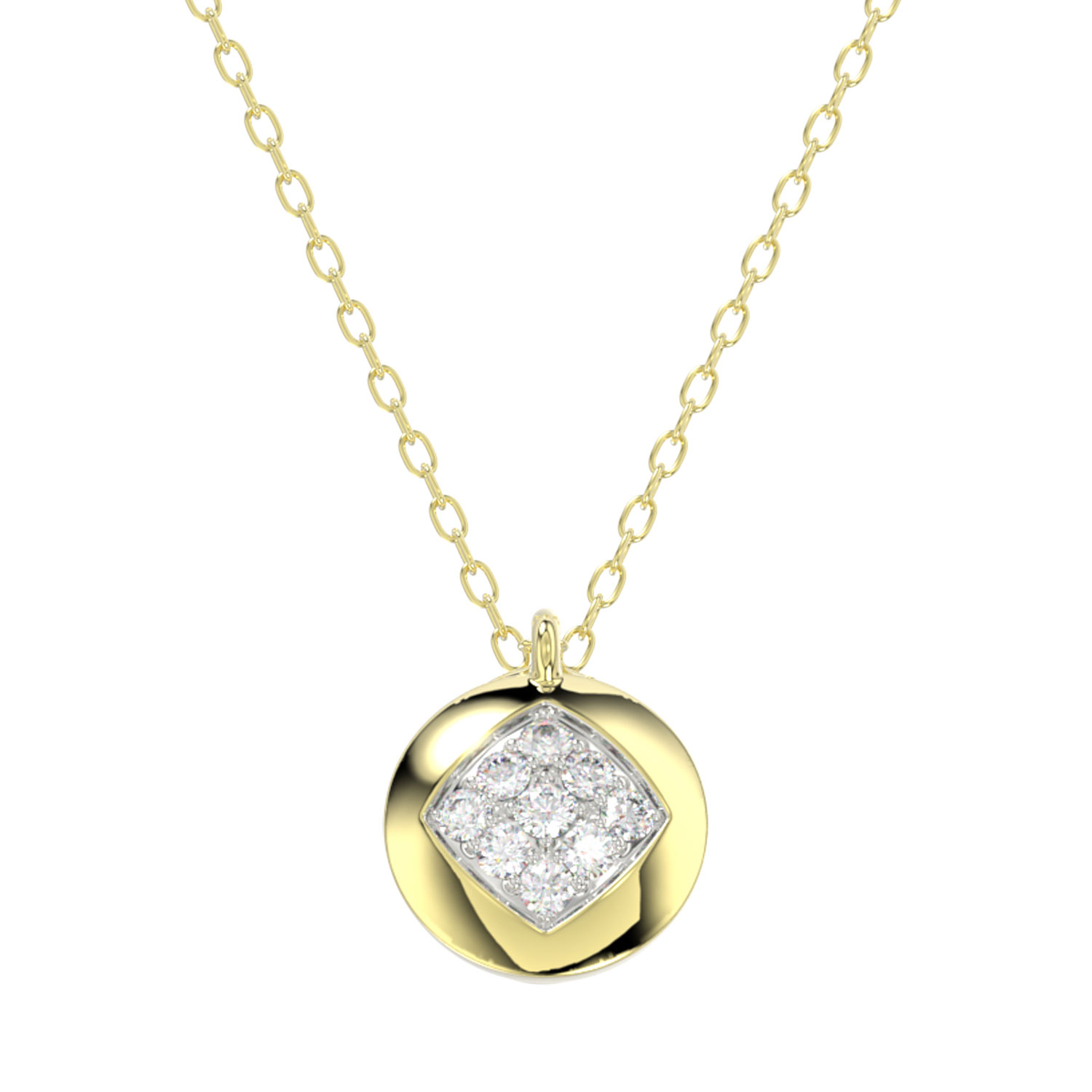18984121_339717Y.jpg LADIES NECKLACE 0.10CT ROUND DIAMOND 10K YELLOW GOLD - Image 1