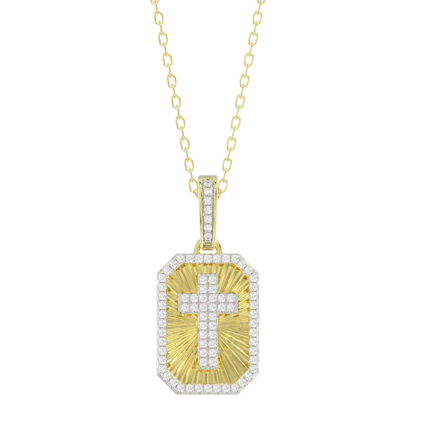 18984154_342382Y.jpg LADIES PENDANT WITH CHAIN 0.20CT ROUND DIAMOND 10K YELLOW GOLD - Image 1