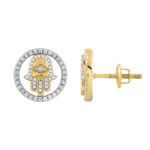 LADIES EARRINGS 0.25CT ROUND DIAMOND 14K YELLOW GOLD