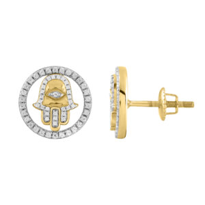 LADIES EARRINGS 0.25CT ROUND DIAMOND 14K YELLOW GOLD