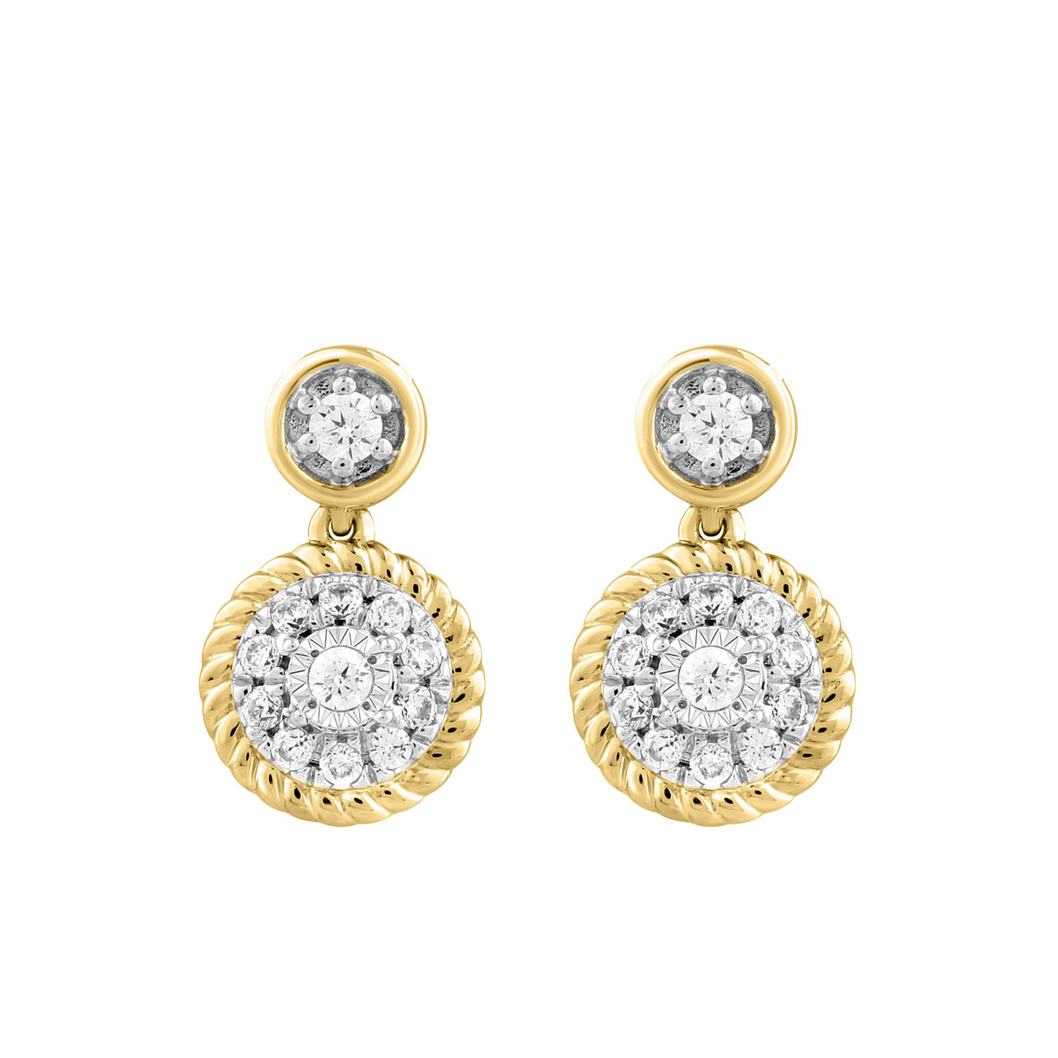 18984167_338556Y.jpg LADIES EARRINGS 0.13CT ROUND DIAMOND 14K YELLOW GOLD - Image 1