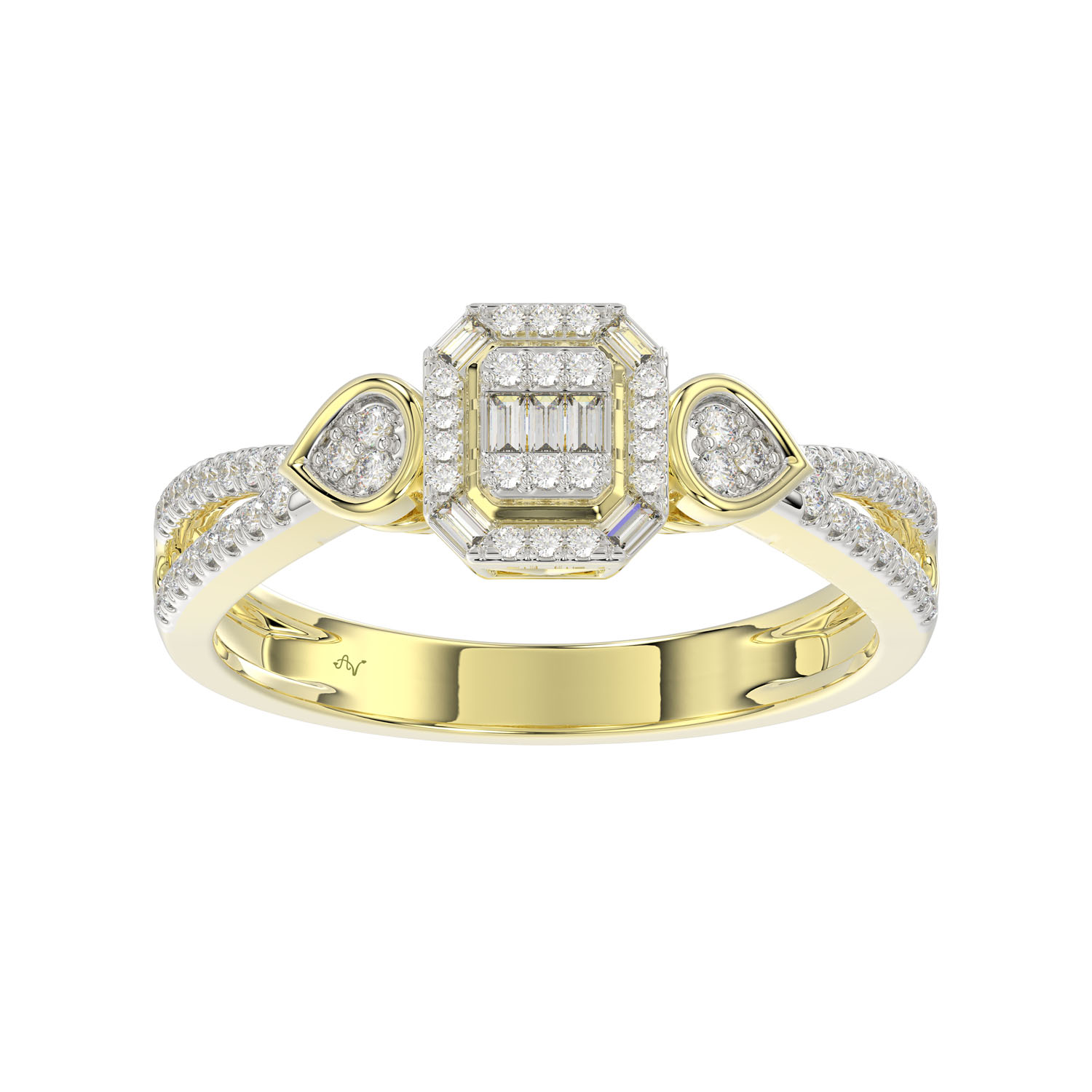 18984173_338814Y-10K.jpg LADIES RING 0.20CT ROUND/BAGUETTE DIAMOND 10K YELLOW GOLD - Image 1