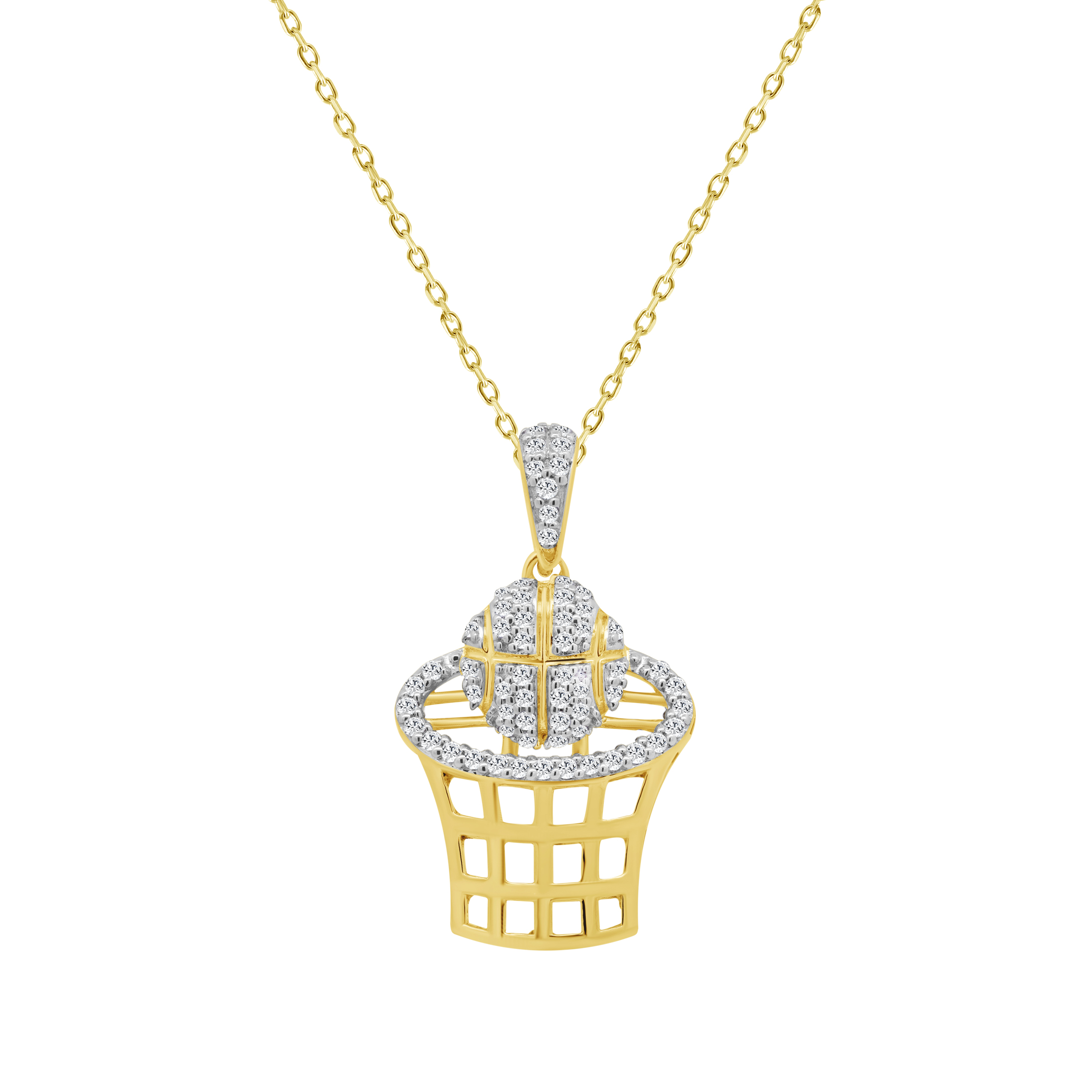 18984177_347875Y.jpg LADIES PENDANT WITH CHAIN 0.16CT ROUND DIAMOND 10K YELLOW GOLD - Image 1