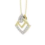 LADIES PENDANT WITH CHAIN 0.13CT ROUND DIAMOND 14K YELLOW GOLD - Image 3