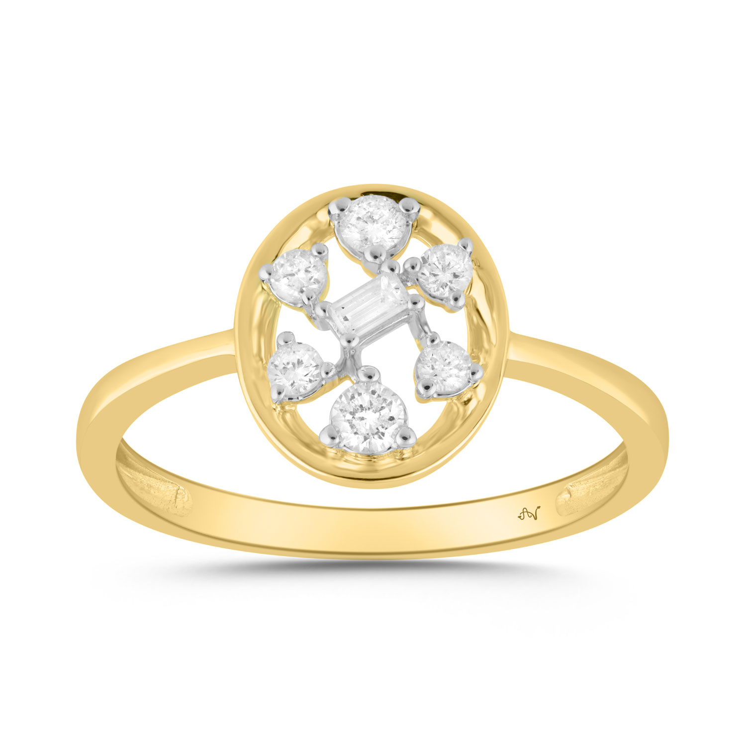 18984196_351513Y.jpg LADIES RING 0.20CT ROUND/BAGUETTE DIAMOND 10K YELLOW GOLD - Image 1