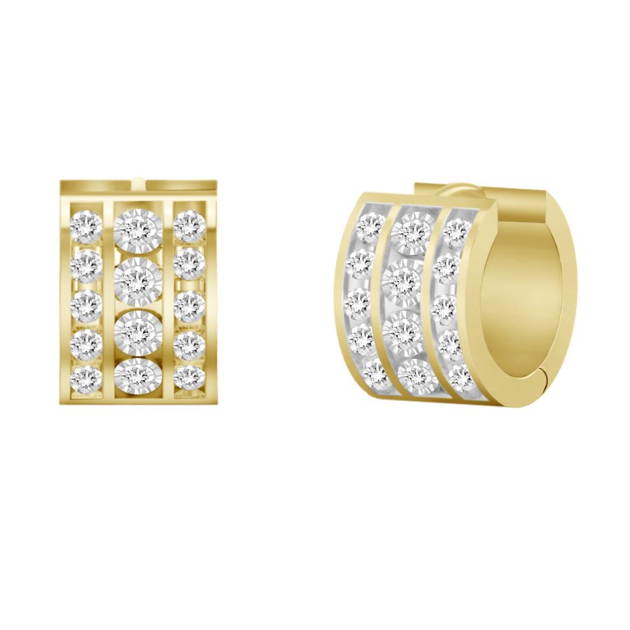19017189_251764Y.jpg LADIES EARRINGS 0.25CT ROUND DIAMOND 10K YELLOW GOLD - Image 1