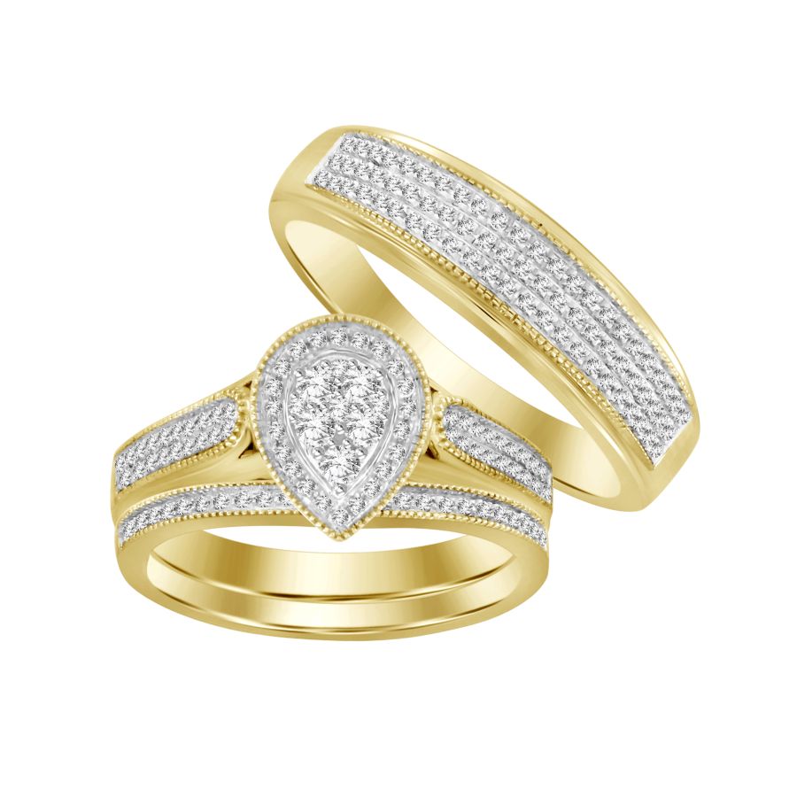 19025177_218156Y.jpg LADIES TRIOS SET 0.50CT ROUND DIAMOND 10K YELLOW GOLD - Image 1