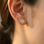 LADIES EARRING 0.25CT ROUND/BAGUETTE DIAMOND 10K YELLOW GOLD - Image 5