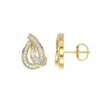 LADIES EARRING 0.20CT ROUND/BAGUETTE DIAMOND 10K YELLOW GOLD - Image 2