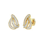 LADIES EARRING 0.20CT ROUND/BAGUETTE DIAMOND 10K YELLOW GOLD - Image 3