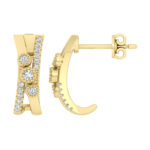 LADIES EARRINGS 0.30CT ROUND DIAMOND 10K YELLOW GOLD - Image 2