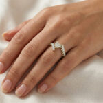 LADIES RING 0.65CT ROUND/BAGUETTE DIAMOND 14K YELLOW GOLD - Image 6