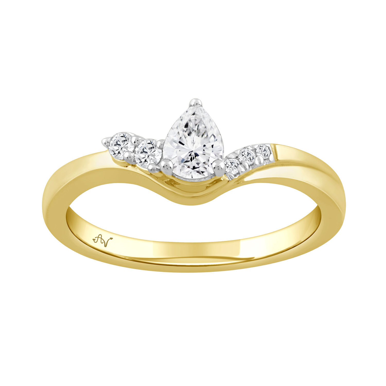 19034661_326898Y.jpg LADIES RING 0.33CT ROUND/PEAR DIAMOND 14K YELLOW GOLD (CENTER STONE 0.25CT PEAR DIAMOND) - Image 1