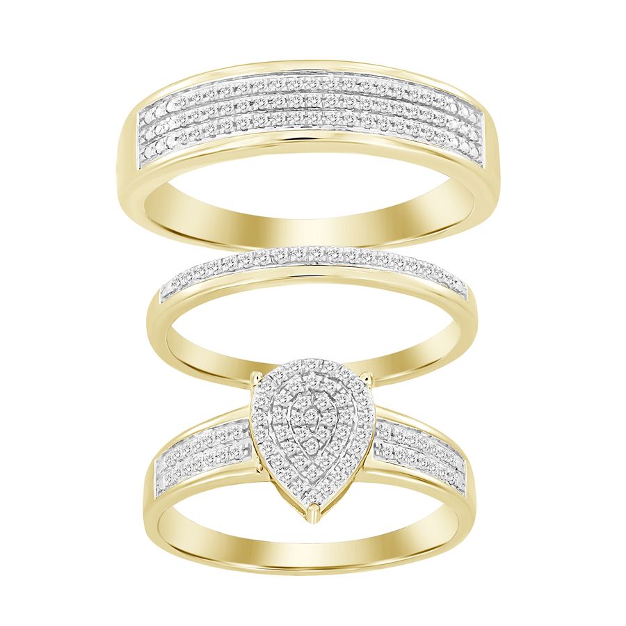 19036564_238075Y.jpg UNISEX TRIOS SET 0.33CT ROUND DIAMOND 10K YELLOW GOLD - Image 1