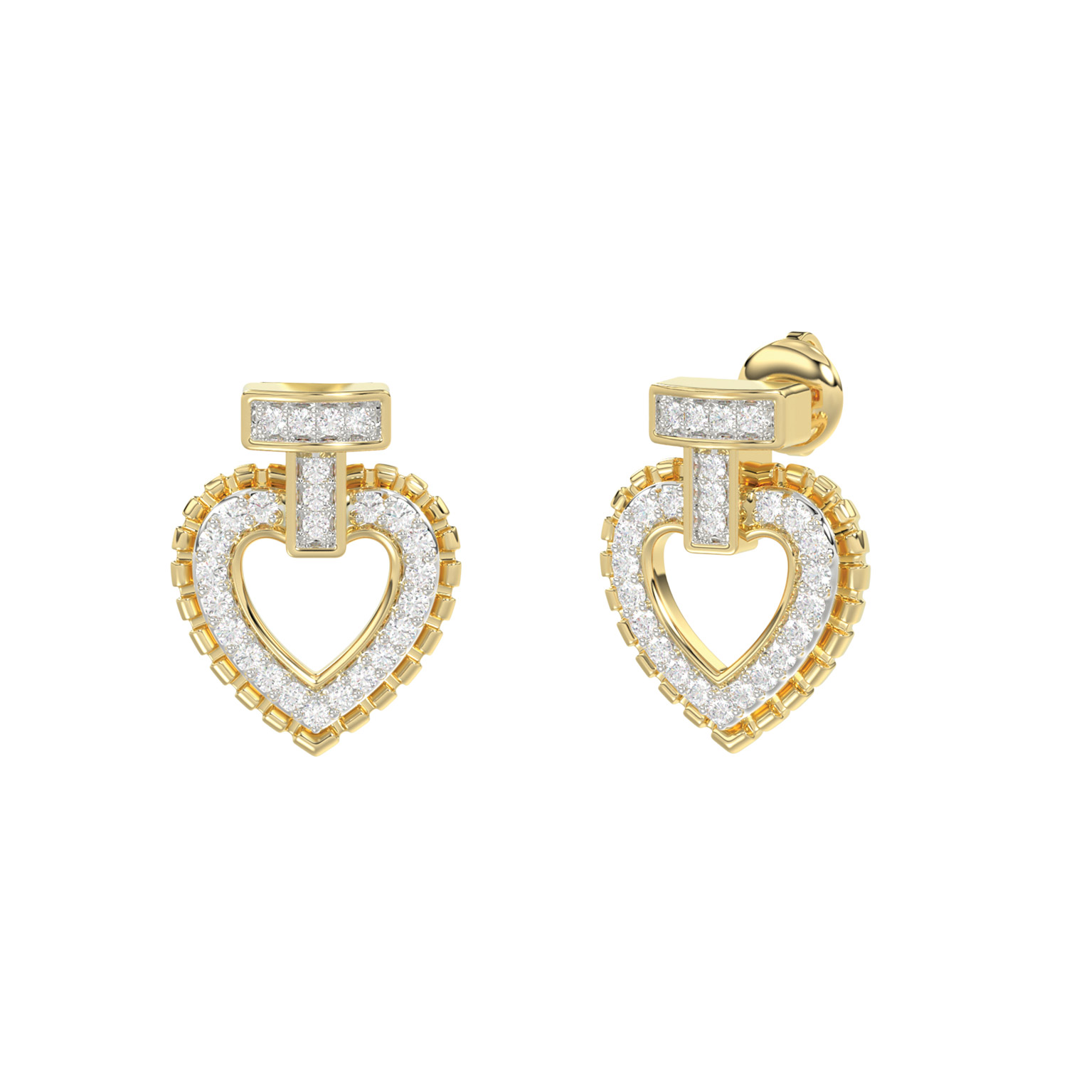 19040489_361938Y.jpg LADIES EARRINGS 0.15CT ROUND DIAMOND 10K YELLOW GOLD - Image 1