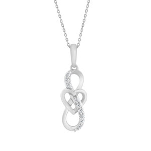 ELEGANCE 10K WHITE GOLD 0.10CT ROUND DIAMOND LADIES FASHION PENDANT WITH CHAIN