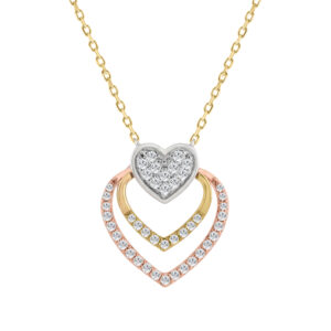 10K WHITE/YELLOW/ROSE  GOLD LADIES FASHION HEART SHAPE PENDANT INCLUDES WITH CHAIN  0.25CT ROUND NATURAL DIAMOND