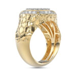 MEN'S RING 1.00CT ROUND/BAGUETTE DIAMOND 10K YELLOW GOLD - Image 4