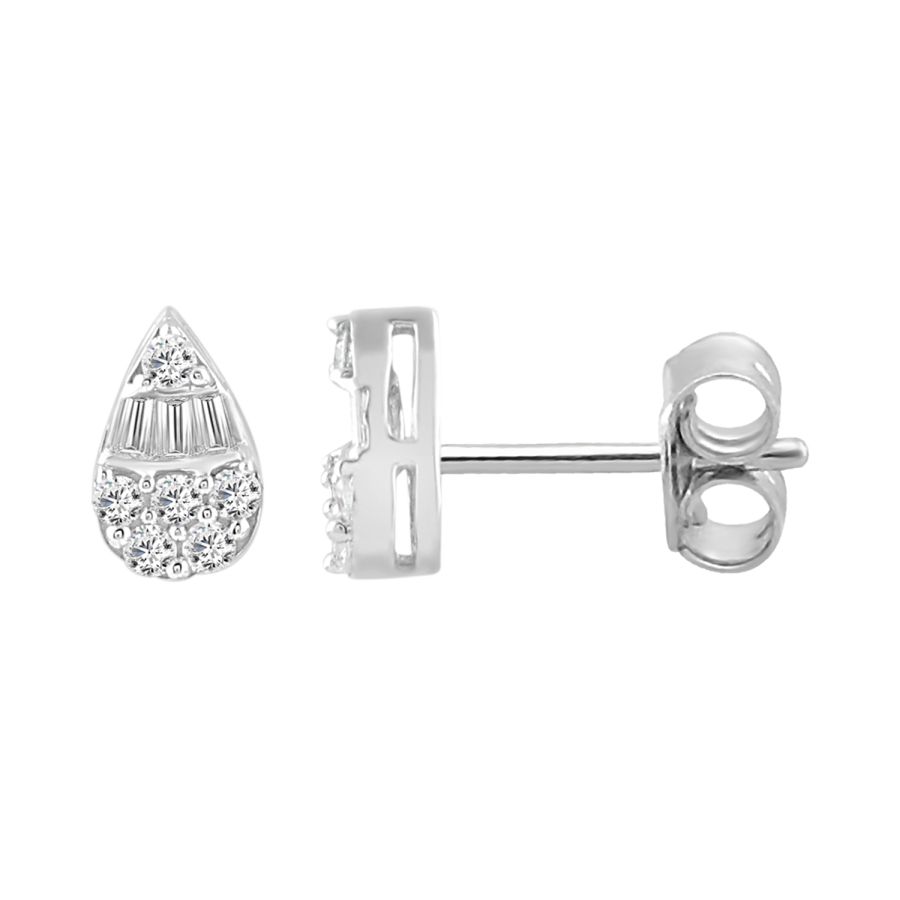 19044420_298365W-A.jpg LADIES EARRINGS 0.33CT ROUND/BAGUETTE DIAMOND 14K WHITE GOLD (SI QUALITY) - Image 1