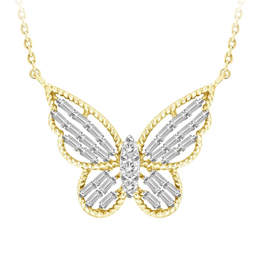 19078600_259311Y-30958.jpg LADIES NECKLACE 0.25CT ROUND/BAGUETTE DIAMOND 10K YELLOW GOLD - Image 1