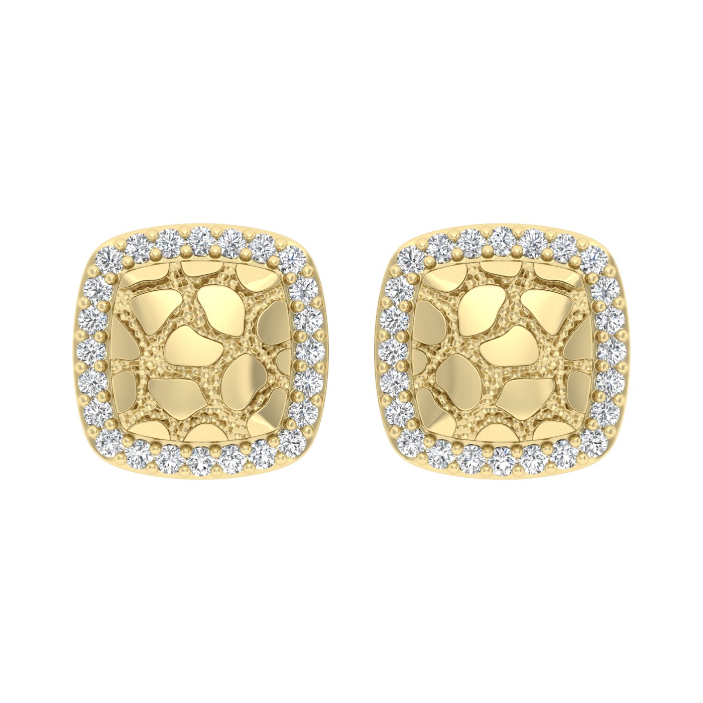 19082036_358299Y.jpg “Ladies Nugget Halo Fashion Earrings 0.25Ct Round Diamond 10K Yellow Gold – Fashionable Women’S Jewelry Gift - Image 1