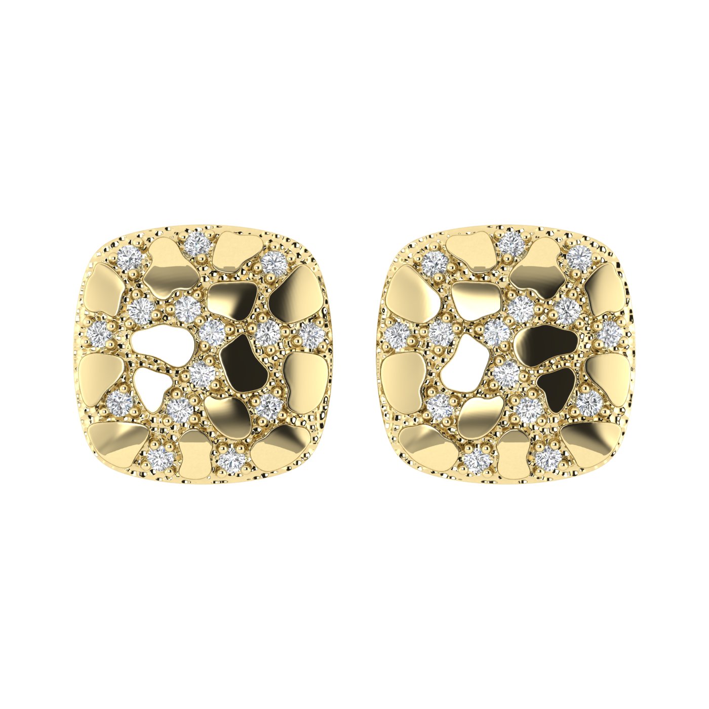 19082037_358338Y.jpg “Ladies Nugget-Fashion Earrings 0.15Ct Round Diamond 10K Yellow Gold – Elegant Women’S Fashion Jewelry Gift - Image 1