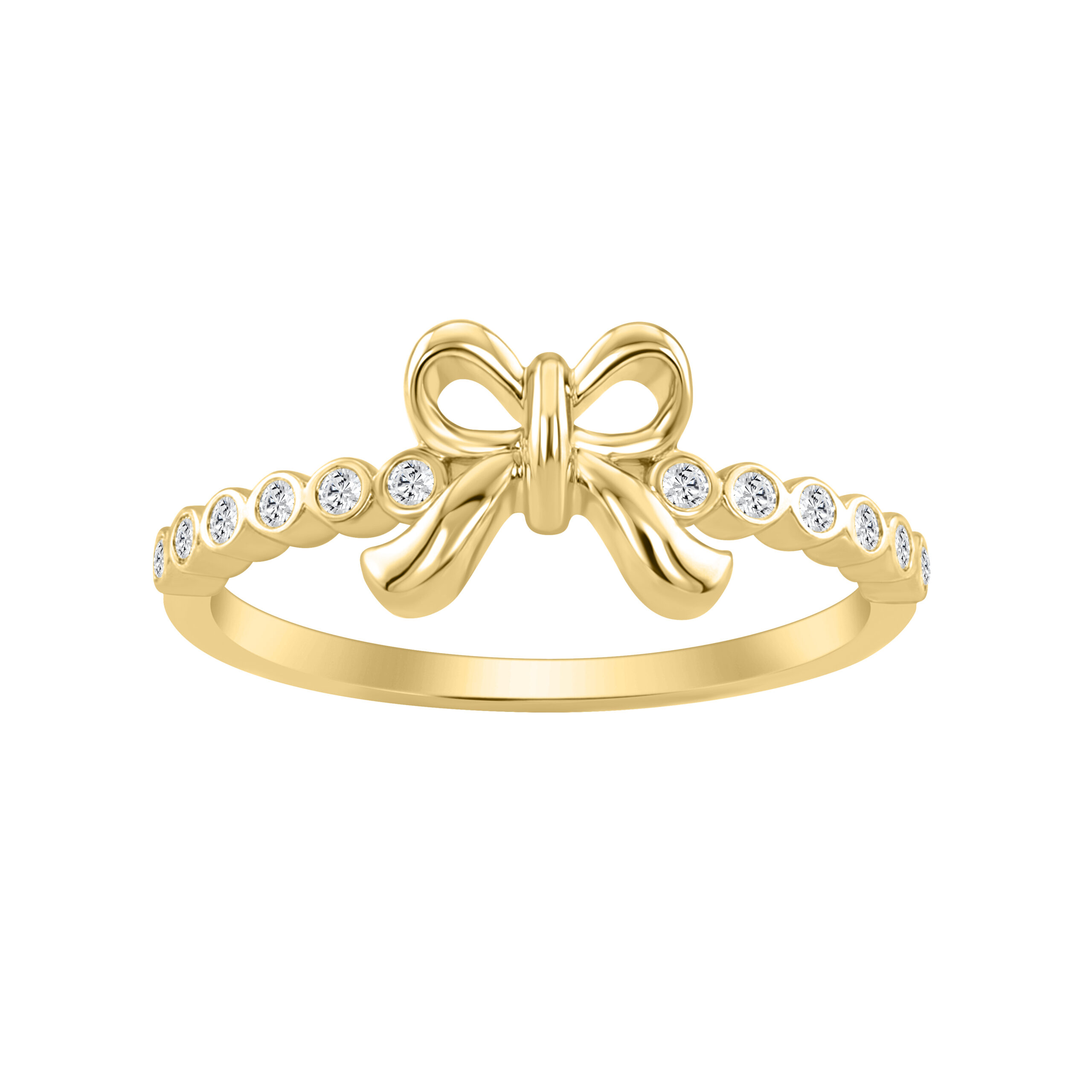 19082046_359928Y.jpg Classic 0.10Ct Round Diamond Ring In Yellow Gold For Women - Image 1