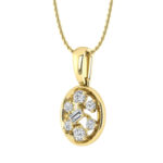 LADIES PENDANT WITH CHAIN 0.20CT ROUND/BAGUETTE DIAMOND 10K YELLOW GOLD - Image 2