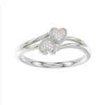 Ladies 0.05Ct Round Diamond Sterling Silver Ladies Ring White Cluster Halo Engagement Promise Ring For Her
