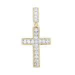 STERLING SILVER YELLOW 1/4CT ROUND DIAMOND LADIES CROSS PENDANT