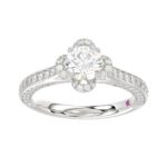 18K WHITE GOLD 1/2CT ROUND DIAMOND LADIES SEMI MOUNT RING(CENTER STONE MOUNT ROUND DIAMOND 1CT) - Image 4