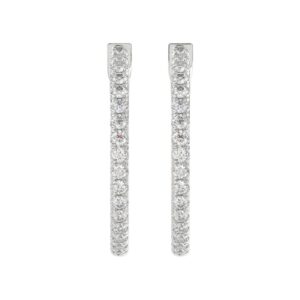 18K WHITE GOLD 3CT ROUND DIAMOND LADIES HOOPS EARRINGS