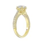 18K YELLOW GOLD 1/2CT ROUND DIAMOND LADIES SEMI MOUNT RING - Image 3