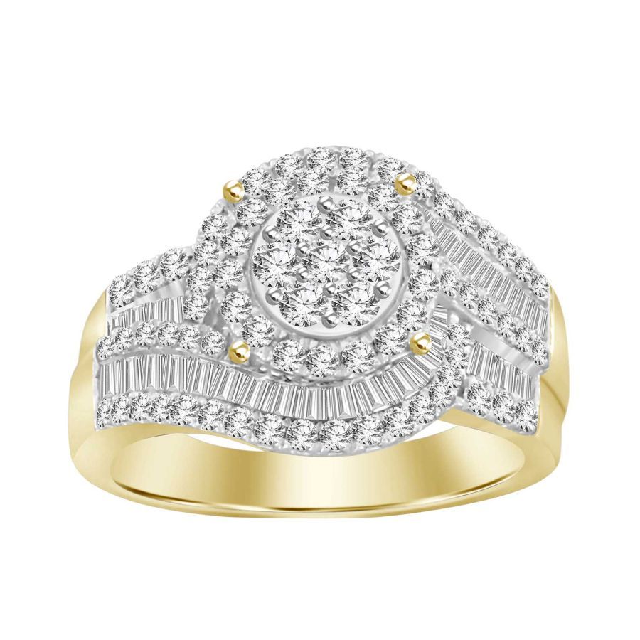 19152198_233420Y.jpg LADIES RING 1.00CT ROUND/BAGUETTE DIAMOND 10K YELLOW GOLD - Image 1