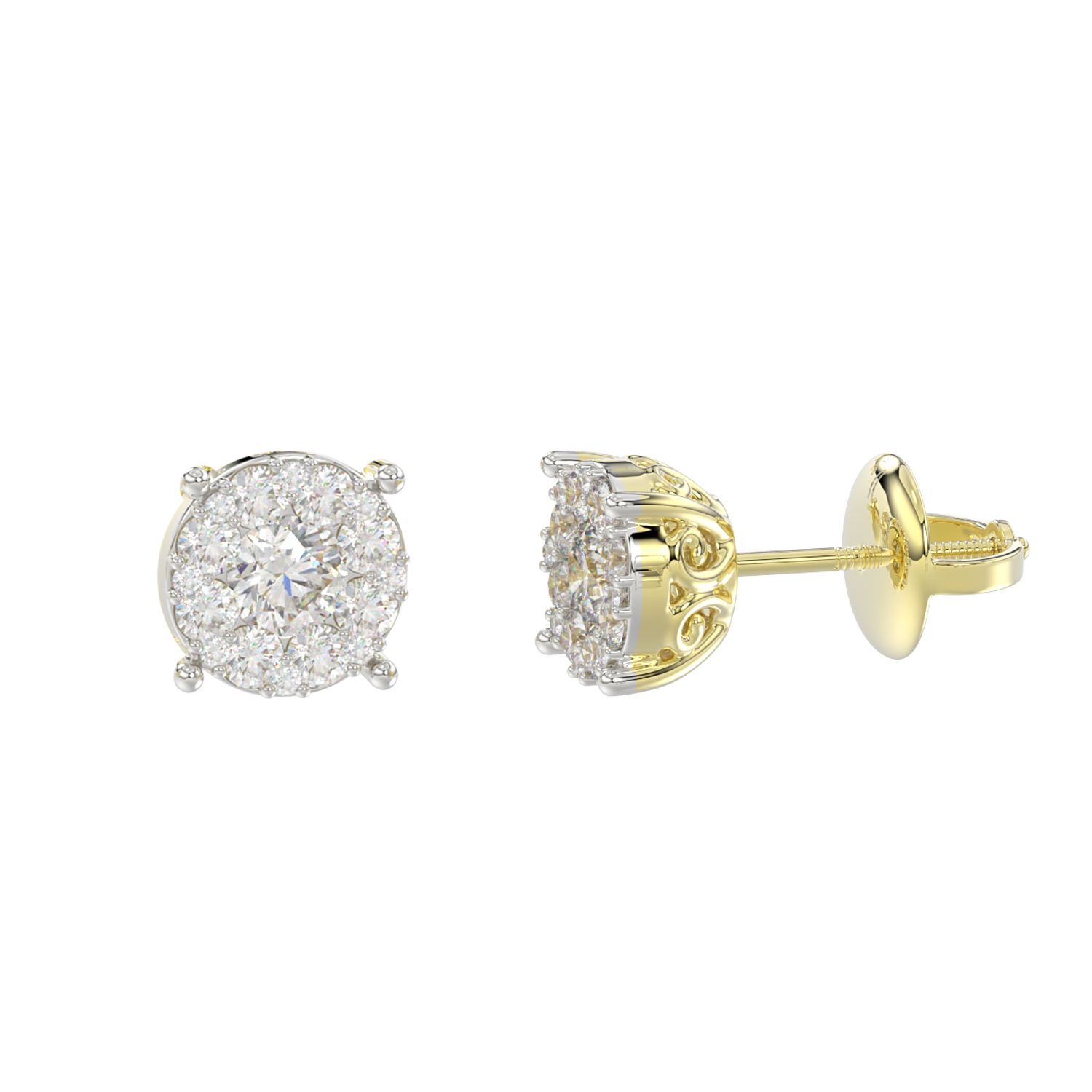 19152202_58908Y.jpg LADIES EARRINGS 0.50CT ROUND DIAMOND 14K YELLOW GOLD - Image 1