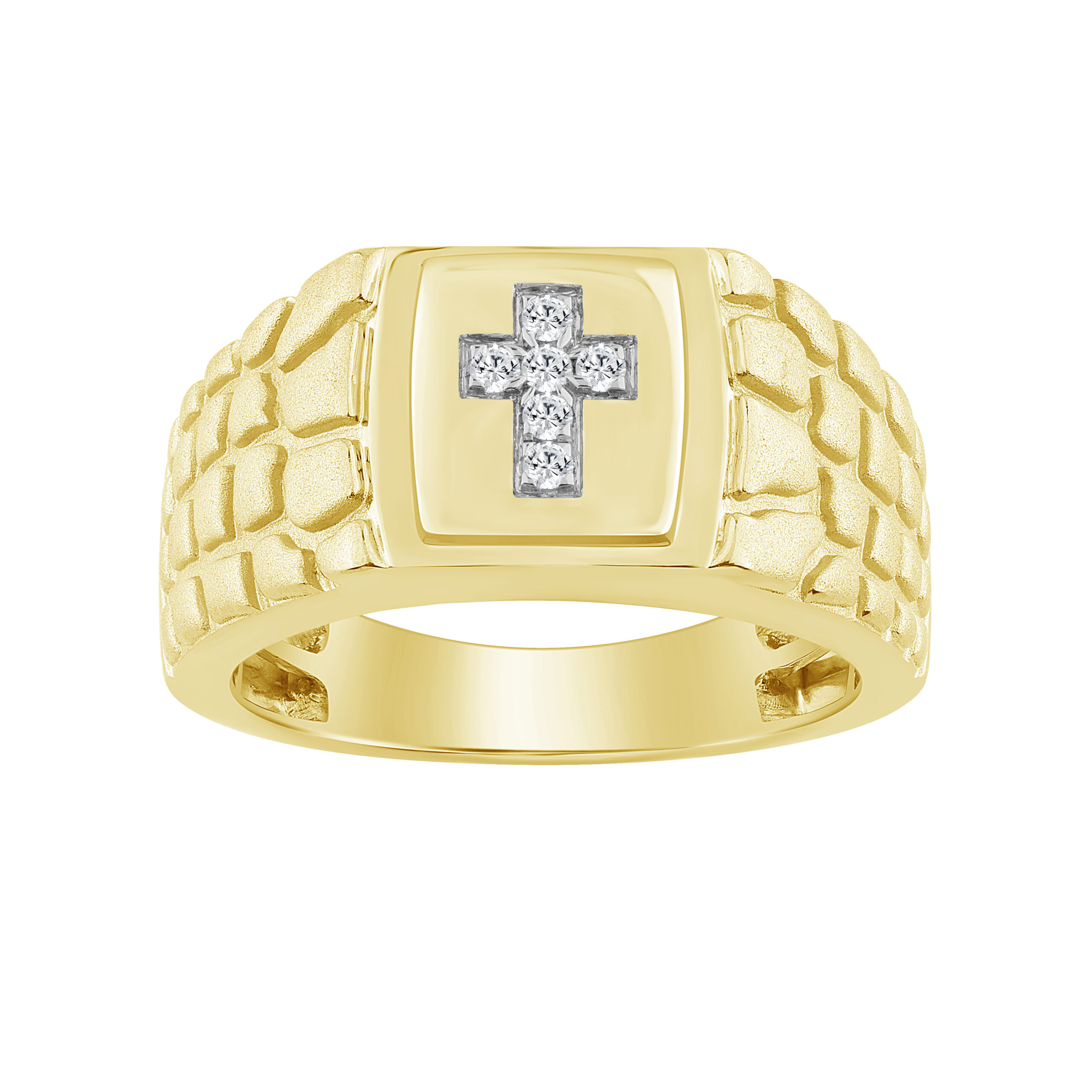 19152221_355241Y.jpg “Elegant Men’S Fashion Ring 0.10Ct Round Diamond Yellow Gold Luxury Statement Jewelry For Men - Image 1