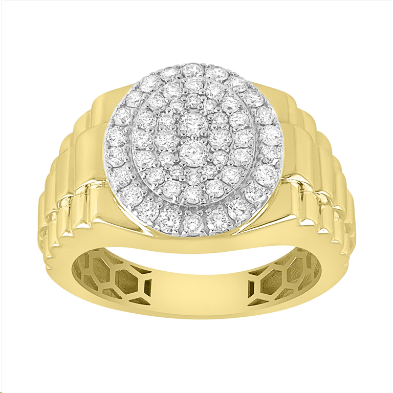 19152225_358572Y.jpg 10K Yellow Gold Men's Diamond Fashion Ring 1.00 CT Round Cut Diamond - Image 1