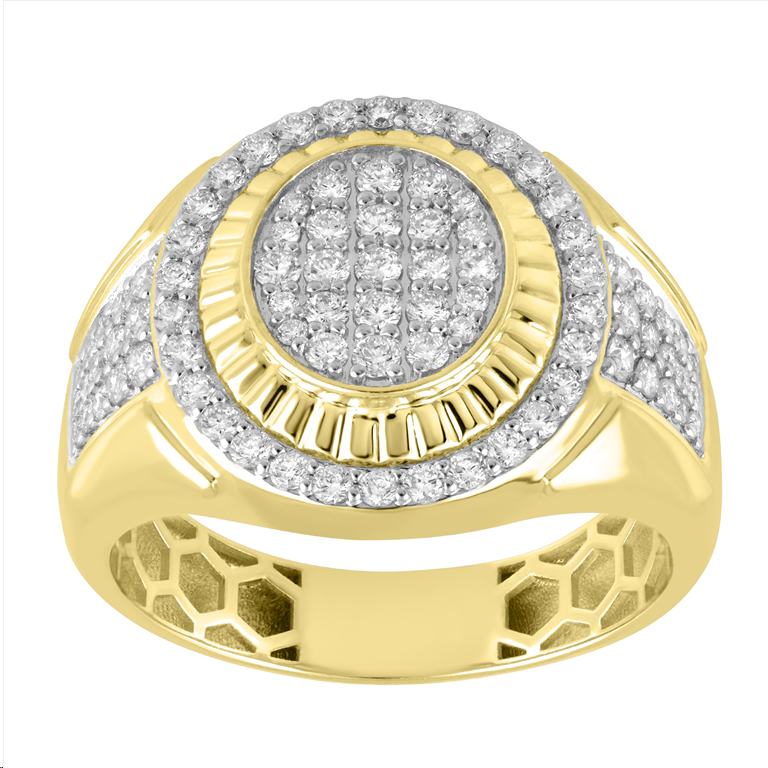 19152226_358578Y.jpg 10K Yellow Gold Men's Diamond Fashion Ring 1.00 CT Round Cut Diamond - Image 1