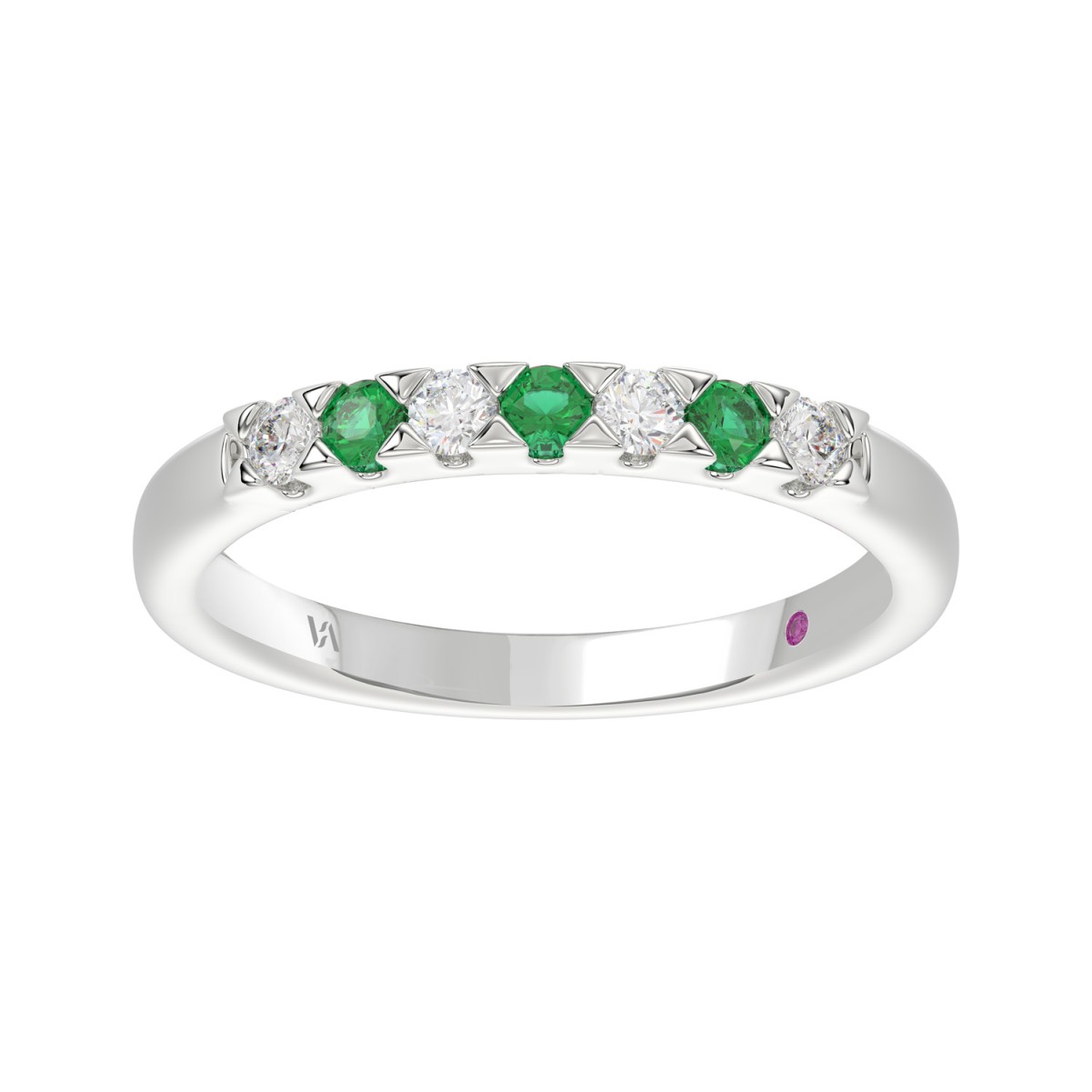 19174143_VA33479W-10K-1201x1201.jpg 10K WHITE GOLD 1/3CT ROUND DIAMOND LADIES RING (ROUND EMERALD DIAMOND 1/6CT) - Image 1