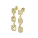 14K  1CT YELLOW GOLD ROUND/BAGUETTE DIAMOND LADIES EARRINGS - Image 4