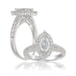 14K WHITE GOLD 1 3/4CT ROUND/MARQUISE DIAMOND LADIES RING(CENTER STONE MARQUISE DIAMOND 1CT)
