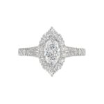 14K WHITE GOLD 1 3/4CT ROUND/MARQUISE DIAMOND LADIES RING(CENTER STONE MARQUISE DIAMOND 1CT) - Image 5