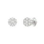 14K WHITE GOLD 1/2CT ROUND DIAMOND LADIES FLOWER EARRINGS - Image 3