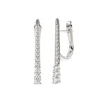 14K WHITE GOLD 1/2CT ROUND DIAMOND LADIES HOOPS EARRINGS - Image 2