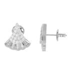 14K WHITE GOLD 1/2CT ROUND/BAGUETTE DIAMOND LADIES EARRINGS - Image 2