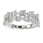 14K WHITE GOLD 1/2CT ROUND/BAGUETTE DIAMOND LADIES FASHION RING