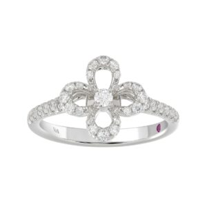 14K WHITE GOLD 1/3CT ROUND DIAMOND LADIES FASHION RING